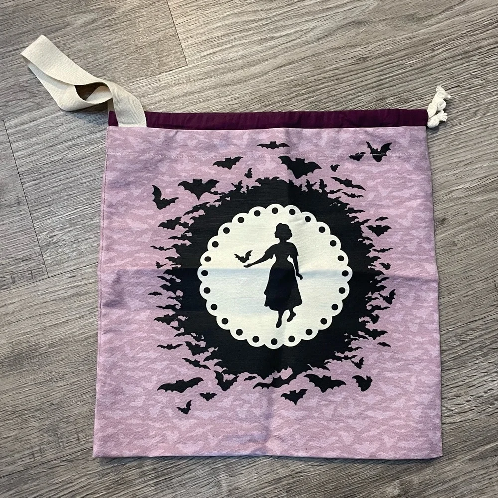 HOME ROW FIBER CO. Batty Purple Bat Silhouette Drawstring Pouch Organization Bag